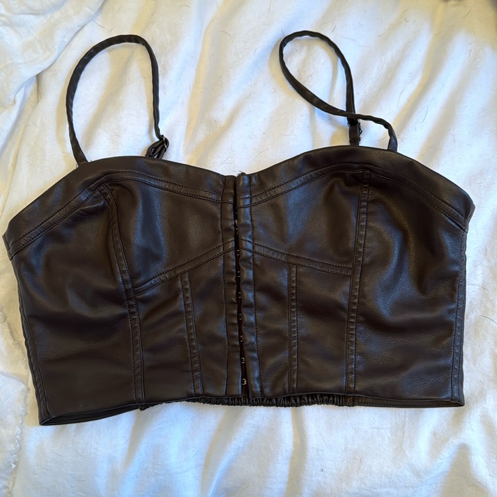 New ASTR leather cropped top